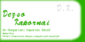 dezso kapornai business card